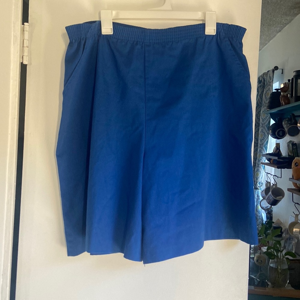 Vintage royal blue plus size mom shorts